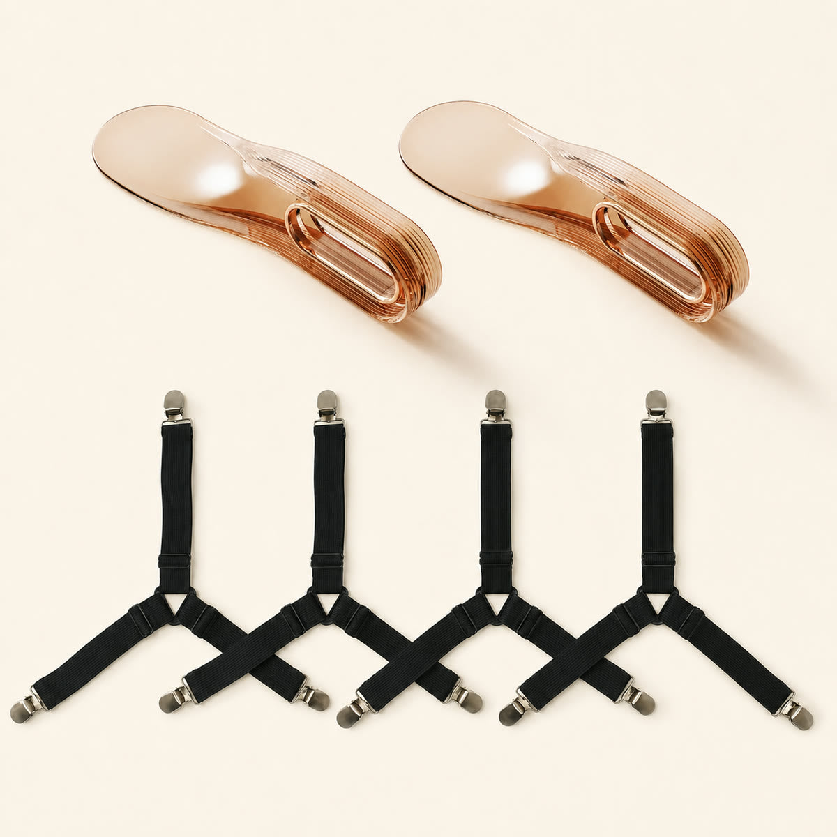 Complete Tuckora kit with two mattress lifters and four corner straps